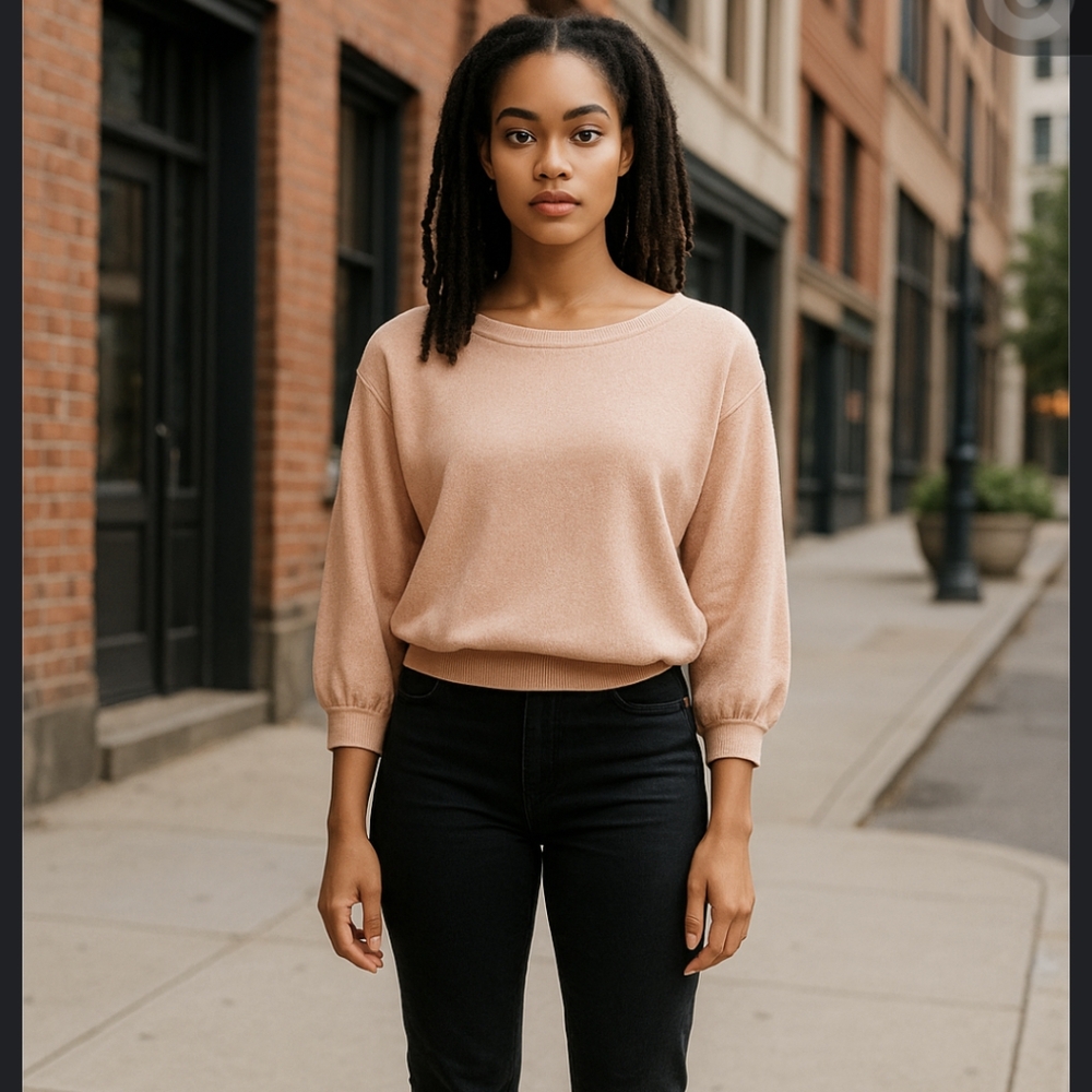 Love J Pinkish Beige Cropped Sweater